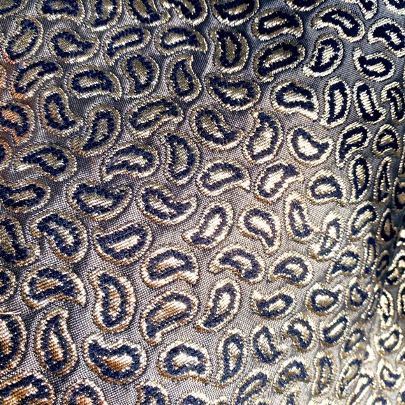 🌟 TIBI PAISLEY JACQUARD PLEATED METALLIC BLACK GOLD HIGH WAIST MINI SKIR… - Picture 11 of 12